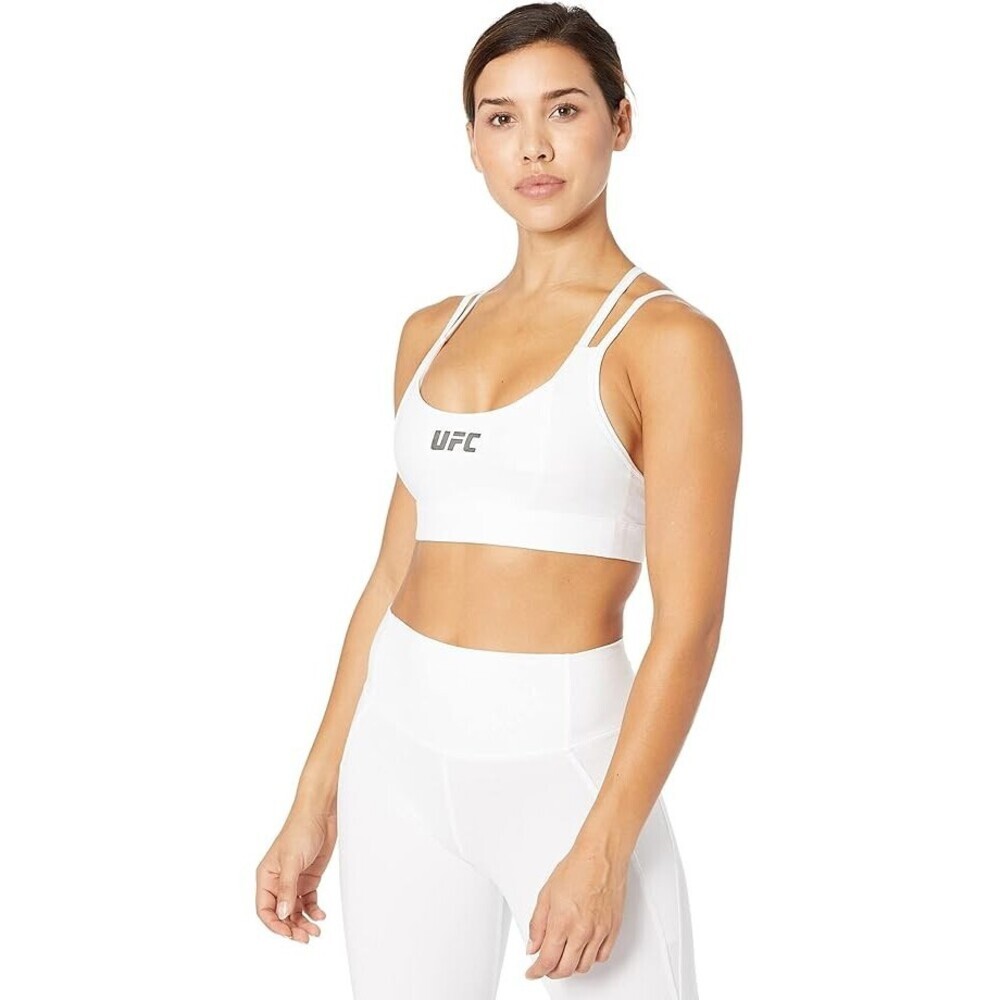UFC Strappy Sports Bra Women's Large White Crossback Pullover Activewear ERK1714